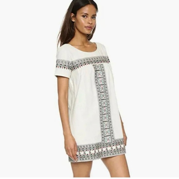 Anthropologie Ella Moss Bohemian Embroidered Linen Dress Size Small - Picture 1 of 7